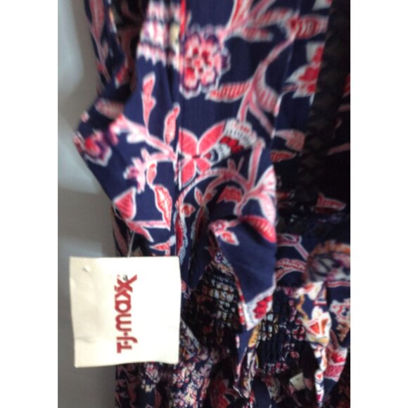 New Anthropologie Abel the Label Floral Halter Maxi Dress Small S Sm Navy‎ Red + - Picture 5 of 10